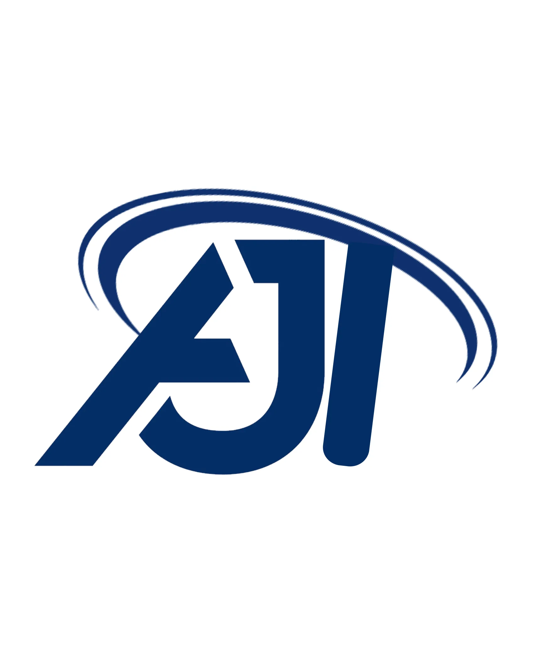 AJ Technology logo featuring a stylized 'AJ' with orbit design for electronics.