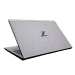 HP ZBook Firefly 14 G8 laptop with sleek silver design and Z logo on lid.