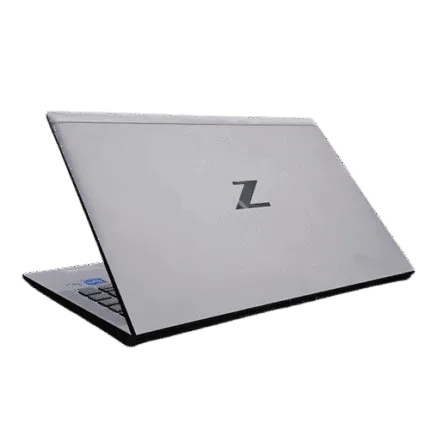 HP ZBook Firefly 14 G8 laptop with sleek silver design and Z logo on lid.