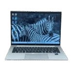 HP EliteBook 840 G9 laptop with zebra wallpaper on screen.