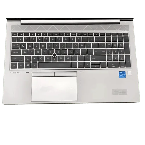 Close-up of HP EliteBook 850 G8 keyboard and touchpad.