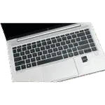 HP Elitebook 640 G9 laptop with keyboard and touchpad for business use.