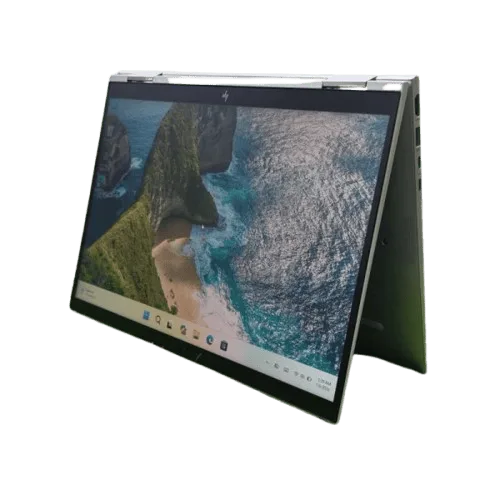 HP EliteBook 1040 G9 convertible laptop with touchscreen display.