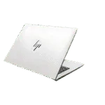 White HP EliteBook 845 G9 Ryzen laptop open with logo visible.