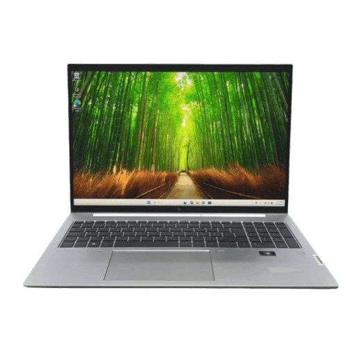 HP EliteBook 865 G9 Laptop for Business HP EliteBook 865 G9 laptop with forest wallpaper display.