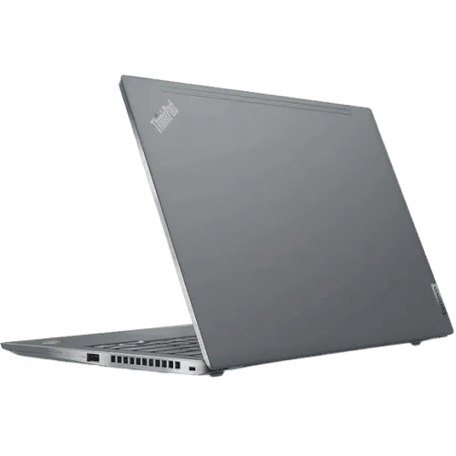 Lenovo ThinkPad T14s G2 laptop shown from the back with open lid.
