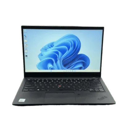 Lenovo ThinkPad X1 Carbon with Windows 11 desktop display.