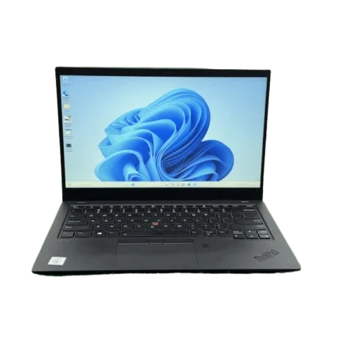Lenovo ThinkPad X1 Carbon with Windows 11 desktop display.
