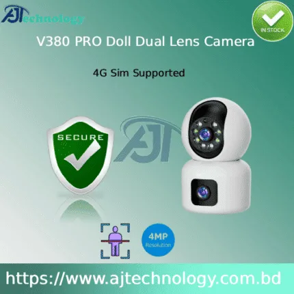 V380 PRO Doll Dual Lens IP Camera with 4G support and 4MP resolution.