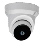Wireless dome IP camera for security surveillance in indoor and outdoor settings.